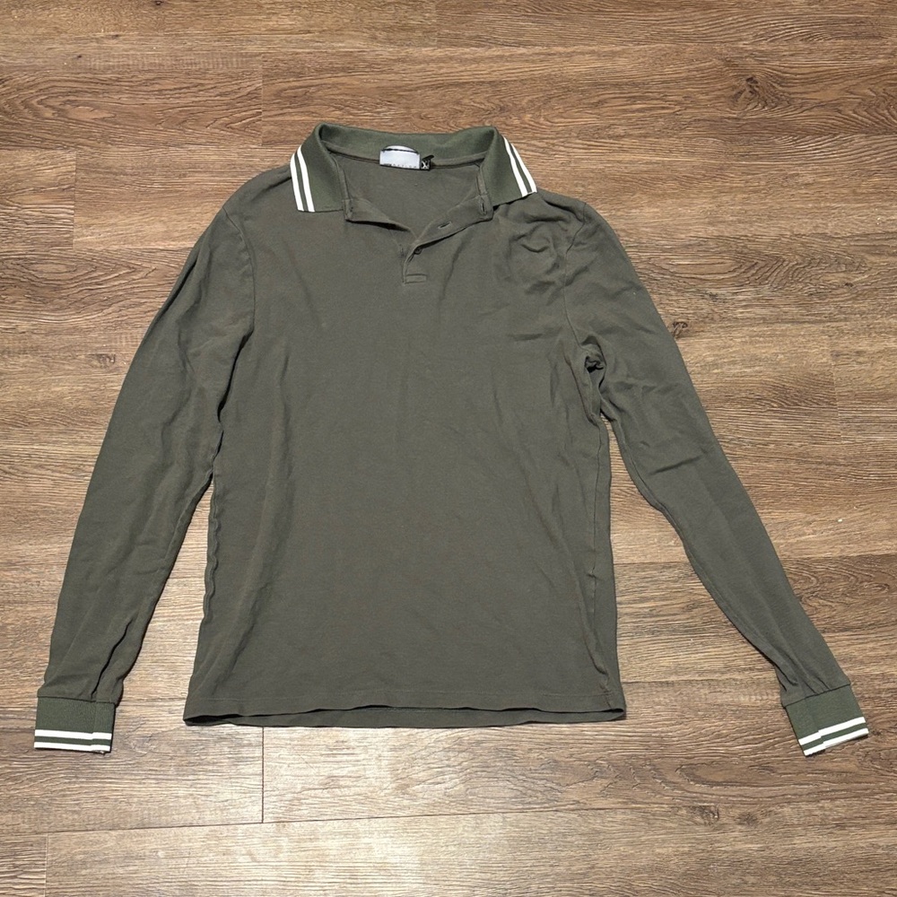 men’s asos green collared long sleeve